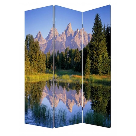 Palacedesigns 1 x 48 x 72 in. Wood Canvas Mountain Peaks Screen Multi Color PA3681532
